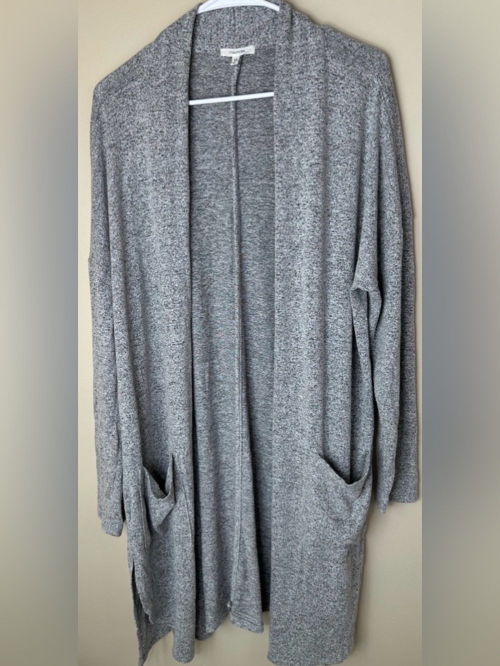 Maurices Size 0 Long Lightweight Gray Open-Front Layering Cardigan